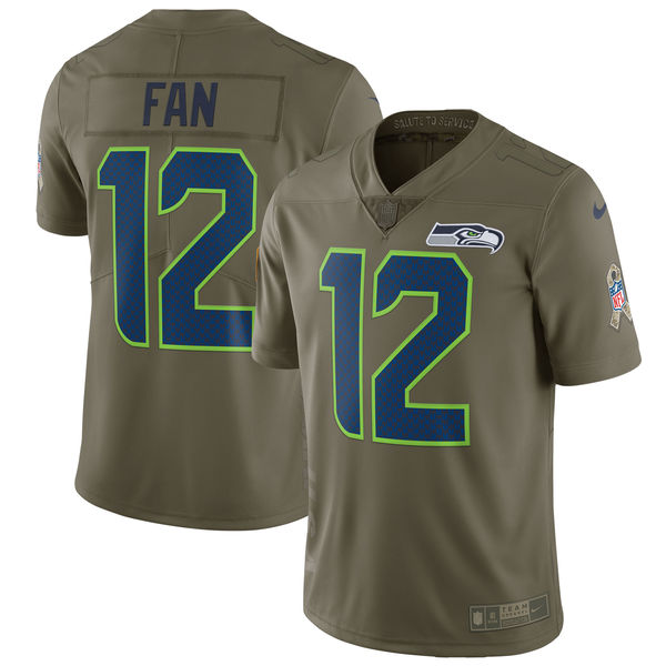 Youth Seattle Seahawks #12 Fan Nike Olive Salute To Service Limited NFL Jerseys->youth nfl jersey->Youth Jersey